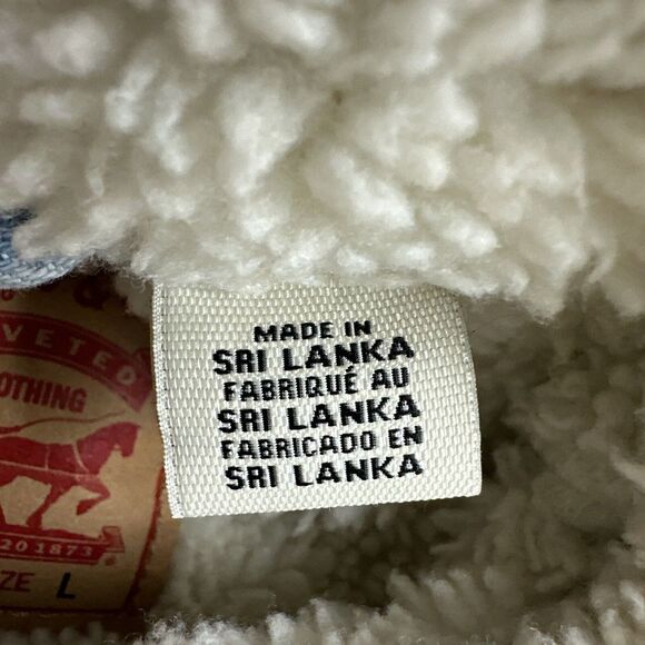 Vintage Levi's Sherpa Denim Jacket Trucker Size Large Red Tab - Picture 7 of 11